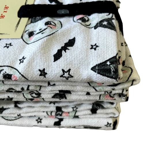 Johanna Parker Smiling Moon Halloween Cotton Napkins 18x18 Set of 8 New - Picture 10 of 10